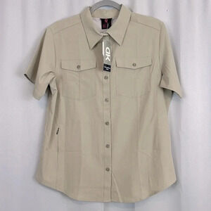 New Little Donkey Andy Dry Tech Button Up Short Sleeve Top‎  Size M